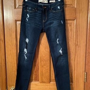 Hollister Dark wash skinny jeans with rips
